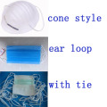 Mascarilla quirúrgica Stock Proveedor Ear Loop Tied Cone Tipos Kxt-FM18